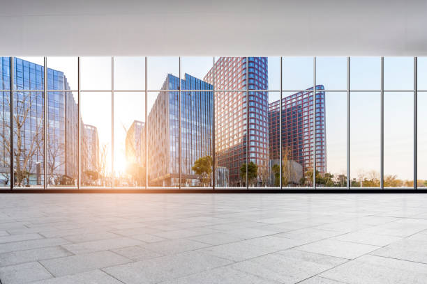 istock Panoramic skyline and buildings from glass window 973284756
