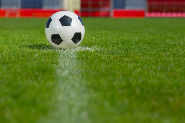 White painted lines on a sport field