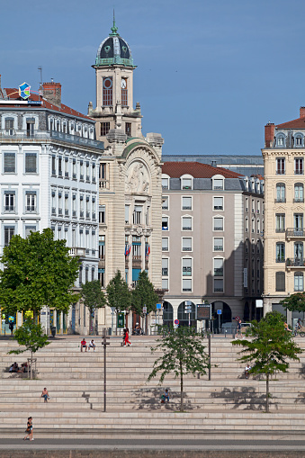 Lyon, France - June 10 2018: Palais de la Mutualité by the river, used now as office building