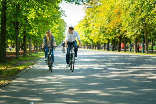 istock couple enjoying weekend together on bikes 973300738