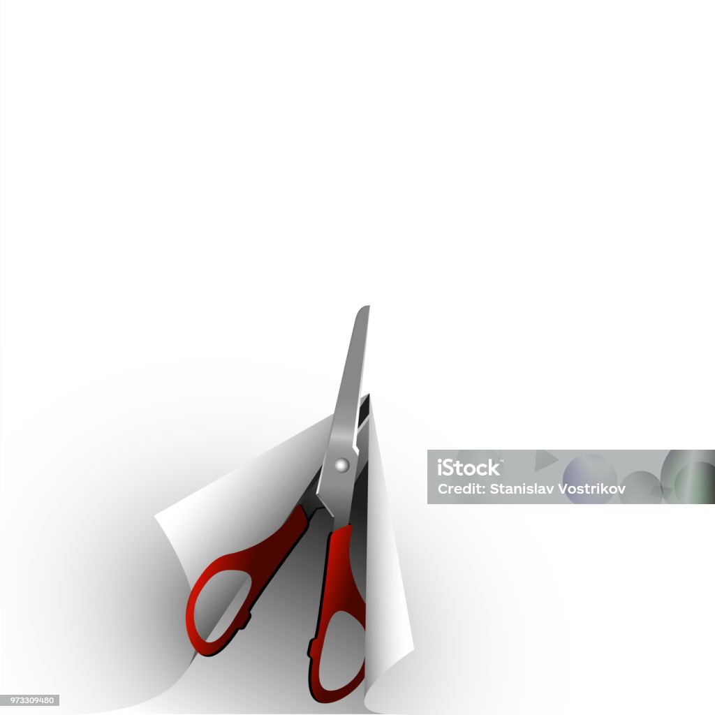 Scissors cut paper. Illustration for background, banner, etc. Scissors stock vector