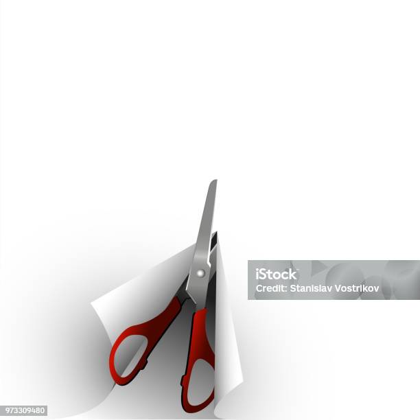 Scissors Cut Paper Illustration For Background Banner Etc Stock Illustration - Download Image Now