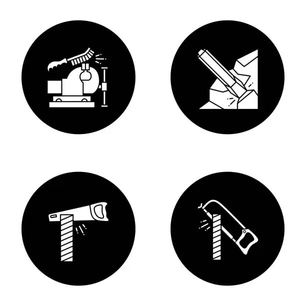 Vector illustration of Construction tools glyph icons set