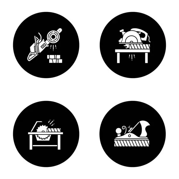 Vector illustration of Construction tools glyph icons set