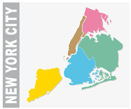 Colorful New York City administrative and political vector map, united states