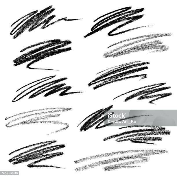 Set Of Chalk Strokes Stock Illustration - Download Image Now - Pencil, Crayon, Paint