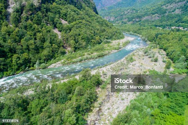 Alpine River Stock Photo - Download Image Now - Above, Adventure, Aerial View