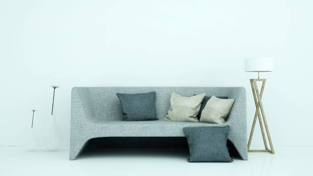 istock Modern interior relax space furniture 3d rendering and background white decoration 973325090
