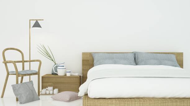istock Bedroom Interior Japanese minimal style -3D rendering decoration white backgroun 973325100