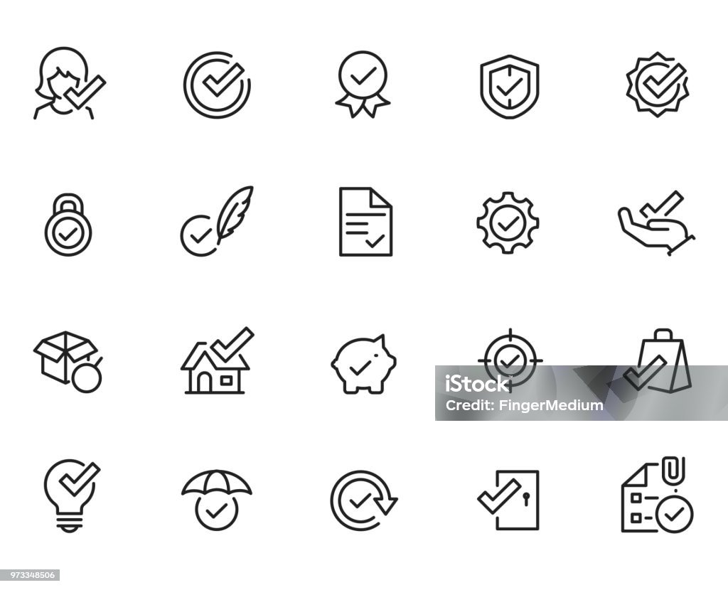 Approve icon set Check Mark stock vector