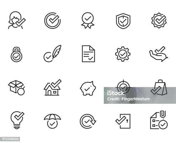 Approve Icon Set Stock Illustration - Download Image Now - Check Mark, OK Sign, Accuracy
