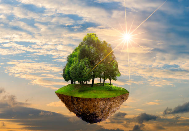 istock Floating islands with trees in the sky World Environment Day World Conservation Day environment 973356904