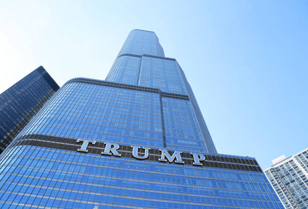 CHICAGO, ILLINOIS (USA) - JULY 22nd, 2016: Trump Tower skyscraper building on Chicago River