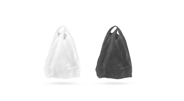 istock Blank black and white cellophane bag mock up 973370822