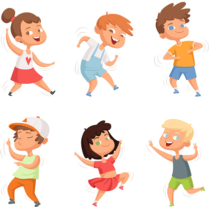 Happy Childhood Various Funny Dancing Kids Stock Illustration - Download  Image Now - Child, Dancing, Boys - iStock
