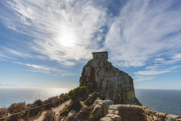 Cape Point ruins with perfect blue sky stock photo