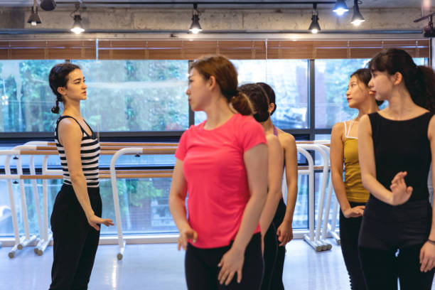 istock Group of korean women learning how to dance at class in a studio 973377676