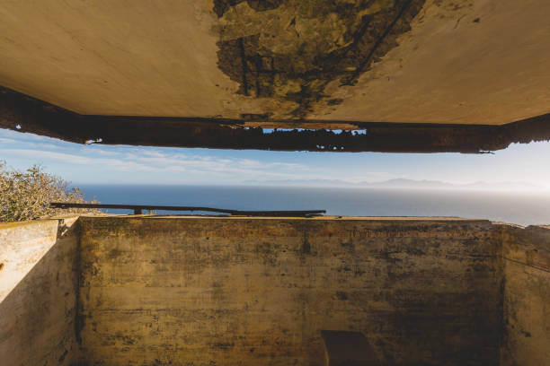 Cape Point ruins with perfect blue sky stock photo