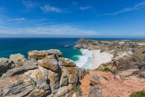 View of Diaz Beach with a perfect blue sky stock photo