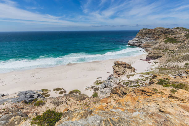 View of Diaz Beach with a perfect blue sky stock photo