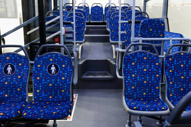 autobus urbano all'interno - vehicle interior indoors window chair foto e immagini stock