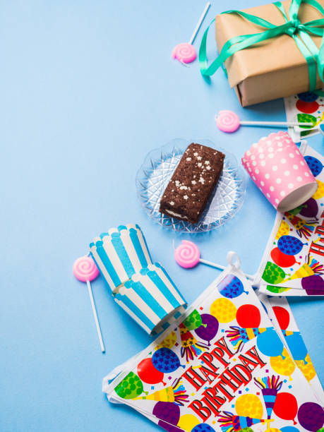 istock Happy Birthday party items flat lay 973383122