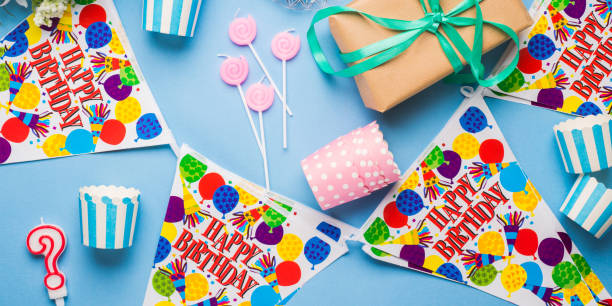 istock Happy Birthday party items flat lay 973385286