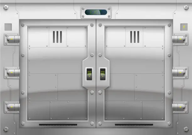 Vector illustration of Futuristic metal armoured gate