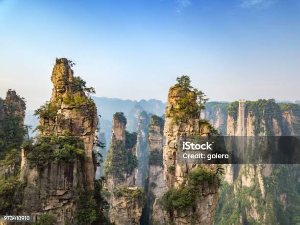 Drone View Over Avatar Mountains Stock Photo - Download Image Now - Zhangjiajie, China - East Asia, Mountain