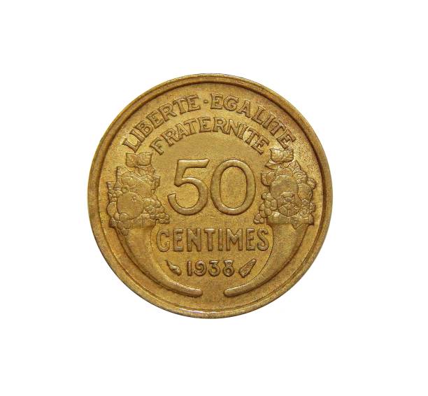 monety francji 50 centymów 1938 - france currency macro french coin zdjęcia i obrazy z banku zdjęć