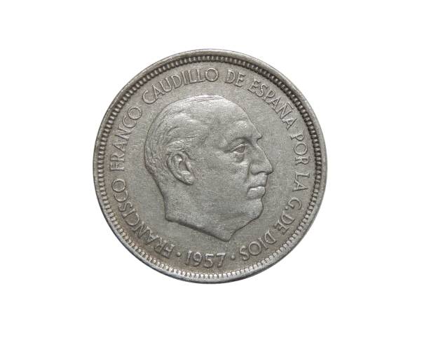 istock coins of Spain 5 pesetas 1957 973411292