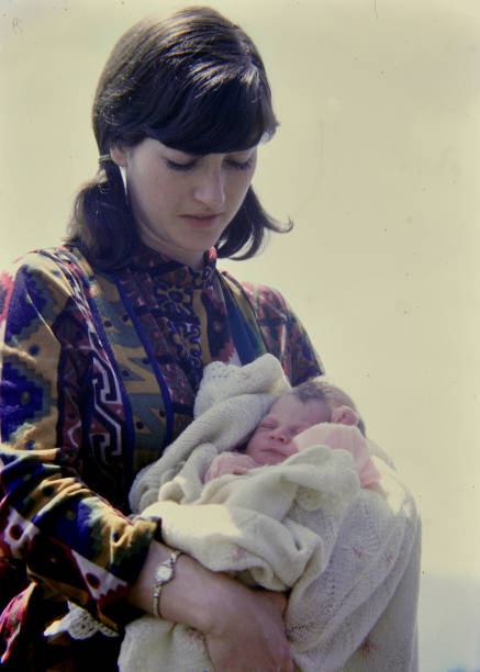 Color photograph of mother and child stock photo