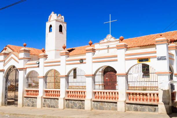 Tarabuco church view, Bolivia. Bolivian landmark.