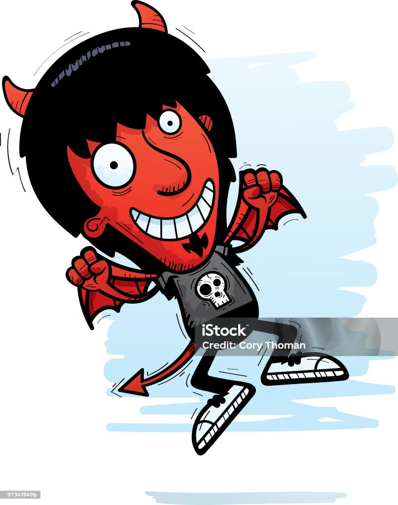 Devil Jump Rope Cartoon Demon Jumping Stock Illustration - Download Image Now - Cartoon ...