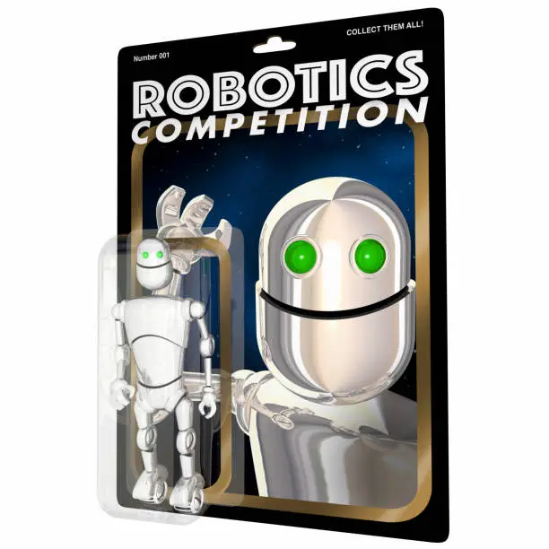 Robotics Competition Action Figure Game Event Words 3d Render Illustration