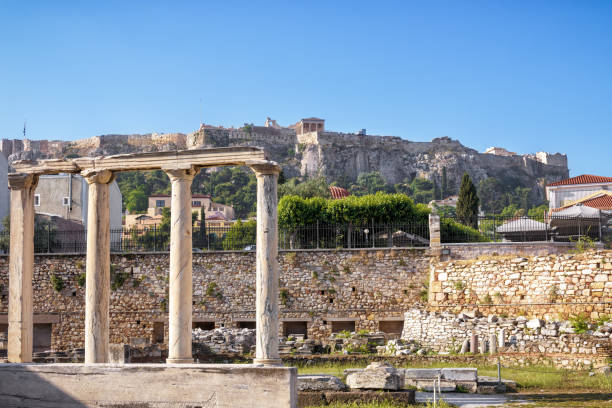 istock Library of Hadrian overlooking famous Acropolis, Athens 973446460