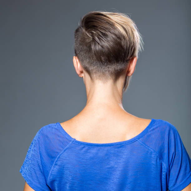 Haircut. Hairstyle Haircut. Hairstyle, woman with short hair half shaved hairstyle stock pictures, royalty-free photos & images