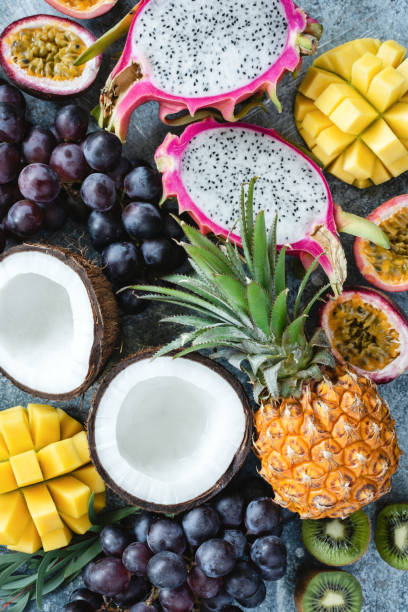 istock Exotic or tropical fruits assortment 973457324