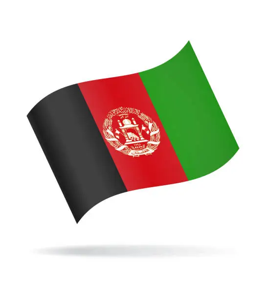 Vector illustration of Afghanistan - Waving Flag Vector Glossy Icon