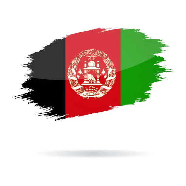 Vector illustration of Afghanistan - Grunge Flag Vector Glossy Icon