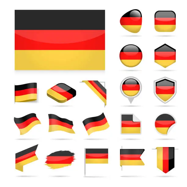 Vector illustration of Germany - Flag Icon Glossy Vector Set
