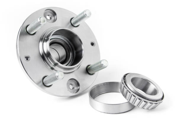 hub. wheel and wheel bearing on white background. auto parts - hubcap wheel car chrome imagens e fotografias de stock