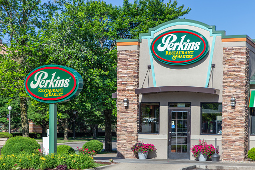 URBANA, IL/USA - JUNE , 2018:  Perkins Restaurant and Bakery. Perkins is a North American casual dining restaurant chain.