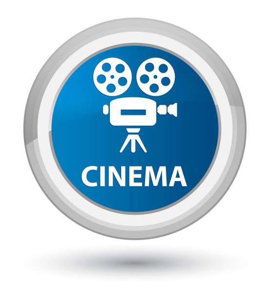 시네마 (비디오 카메라 아이콘) 프라임 블루 라운드 버튼 - prime video stock illustrations