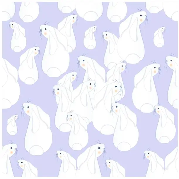 Vector illustration of Seamless white hares seamless pattern