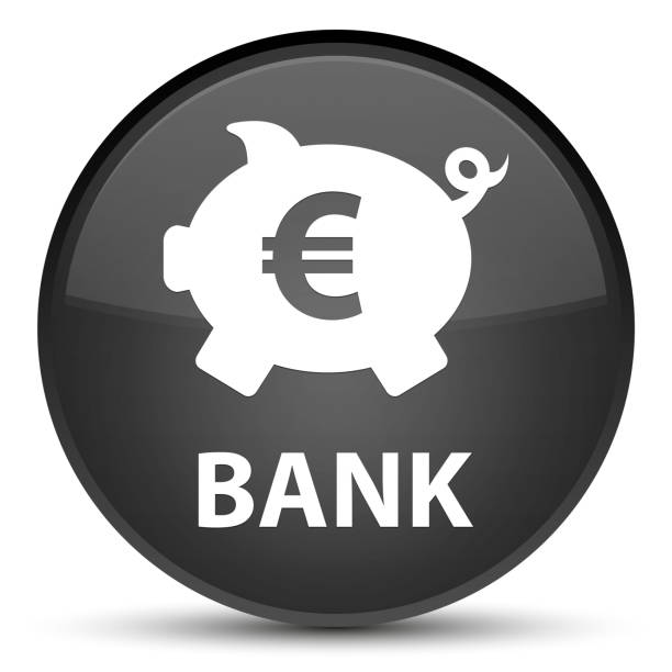 bank (piggy box euro sign) specjalny czarny okrągły przycisk - piggy bank symbol finance black stock illustrations