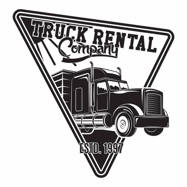 lkw firma vintage emblem - delivering freedom shipping truck stock-grafiken, -clipart, -cartoons und -symbole
