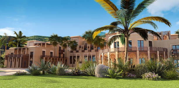 Fuertenventura, Spain, Europe- June 20,2023:hotel complex of Barlovento Club Hotel, Playa Sotavento, Costa Calma, Fuerteventura, Canary Islands