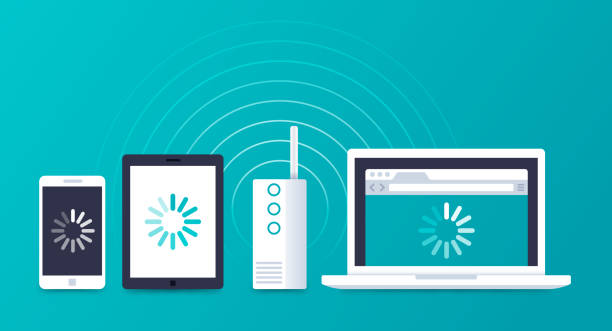 устройства wifi, соединяющие интернет - router wireless technology modem equipment stock illustrations