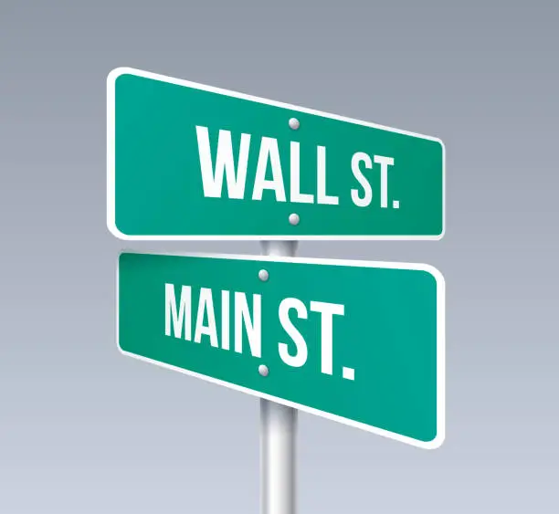 Vector illustration of Wall Street and Main Street